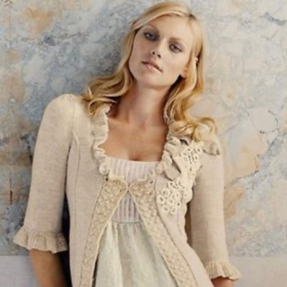 Anthropologie HWR Havilland Appliqué Cardigan Sweater